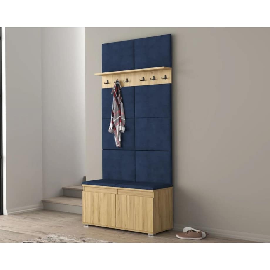 Szafka na buty z siedziskiem i wieszakiem SINGAPUR 100 dąb craft/granatowy