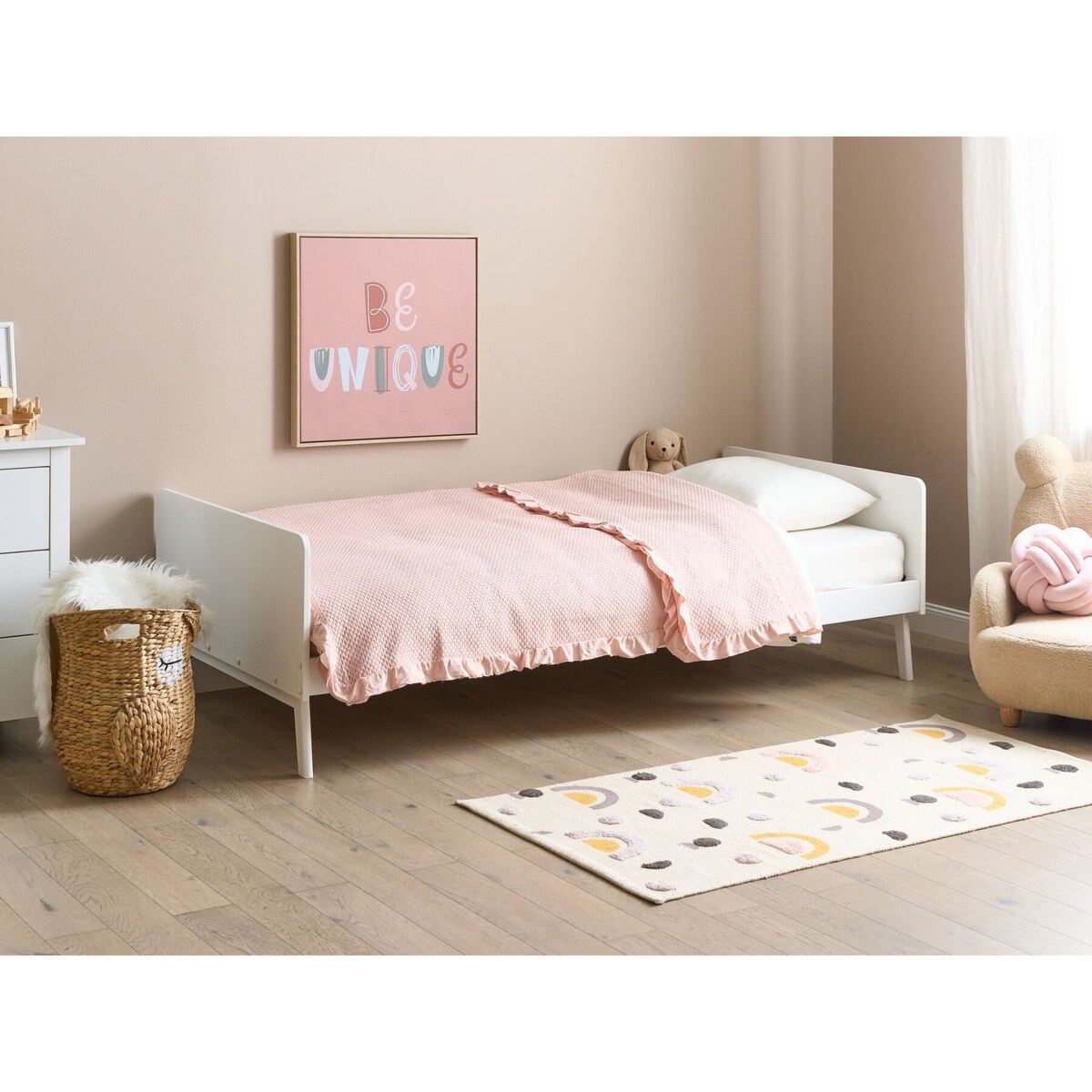 Łóżko drewniane 90 x 200 cm białe BONNAC