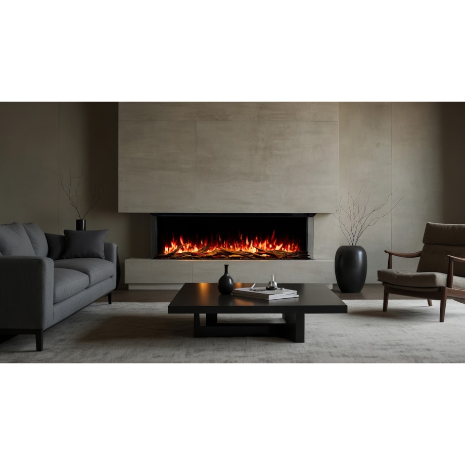 Kominek elektryczny AFLAMO Superb 3D 100 - do zabudowy - 100x65x35 cm - kominek LED z funkcją grzania 750/1500 W