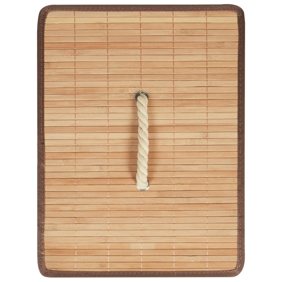 Kosz metalowy z bambusową pokrywą czarny MIRISSA