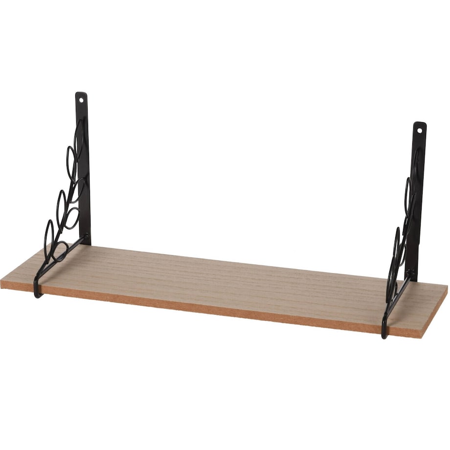 Półka na ścianę ozdobna, metalowe uchwyty w formie gałązek, 38 x 16 x 12,7 cm