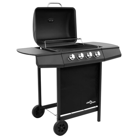 vidaXL Grill gazowy z 4 palnikami, czarny