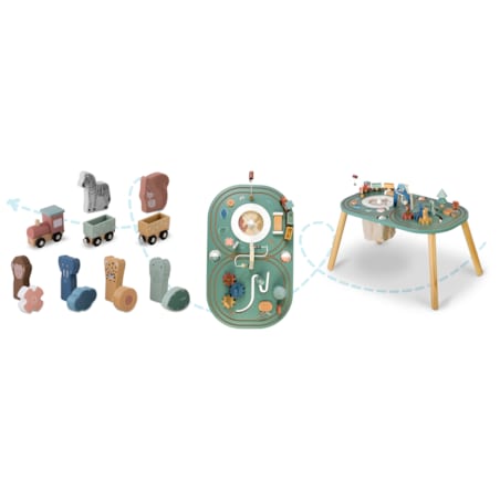 Stolik edukacyjny drewniany interaktywny dla dzieci kolejka Nukido