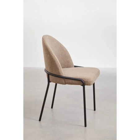 Krzesło na metalowej podstawie, boucleé, kawa z mlekiem, Grolet