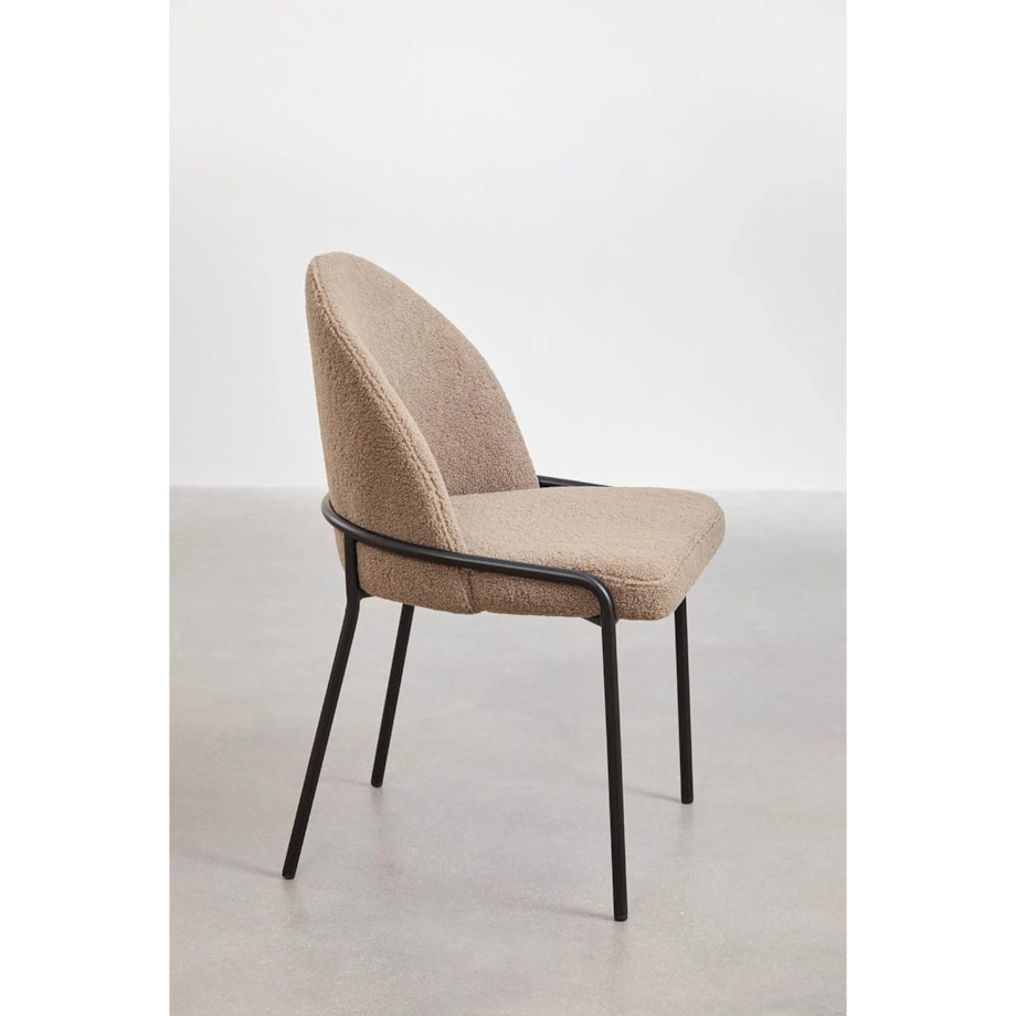 Krzesło na metalowej podstawie, boucleé, kawa z mlekiem, Grolet