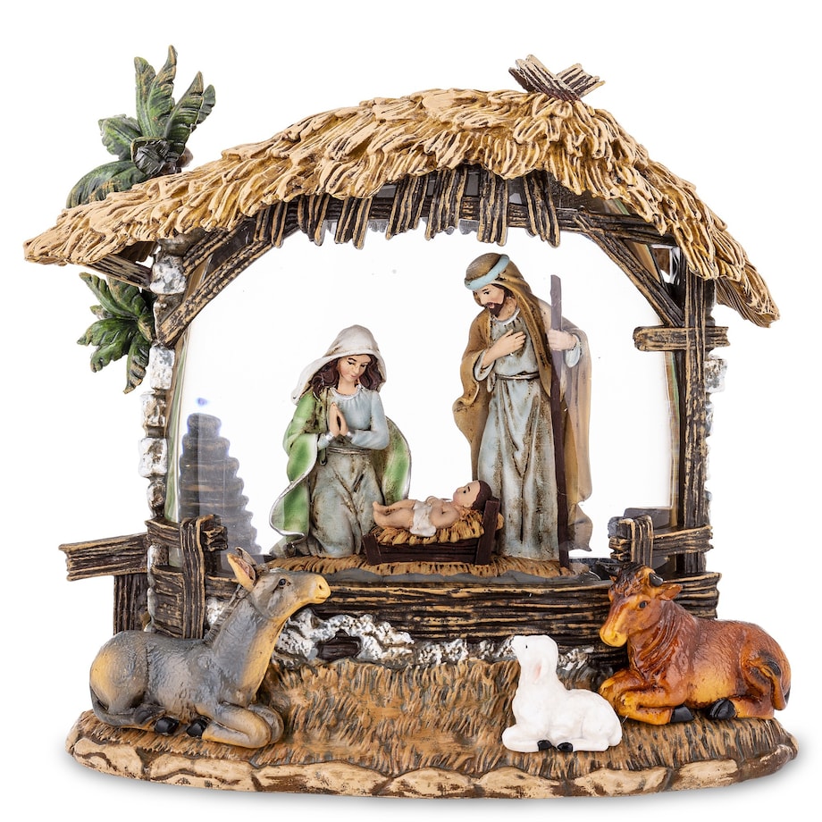Dekoracja świąteczna LED i pozytywka - szopka w kuli 20x21x10 cm GORDALINA