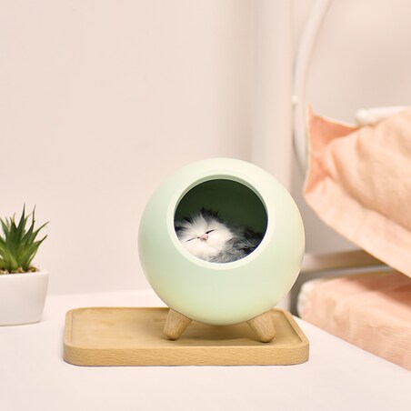 Lampka nocna z kotkiem seledynowa