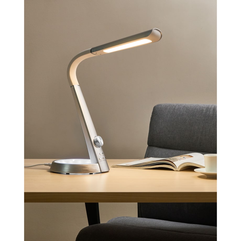 Lampa biurkowa LED CANOPUS Z portem USB Srebrny
