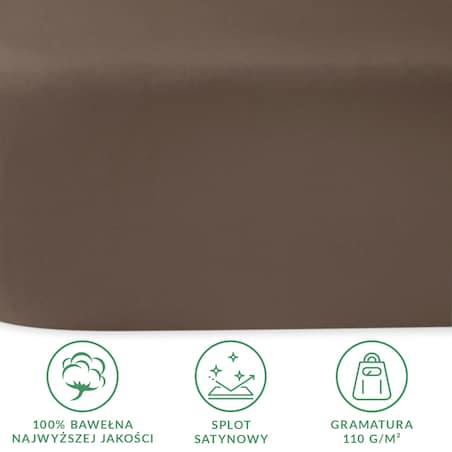 Prześcieradło satynowe bez gumki 200x220 kolor Sepia