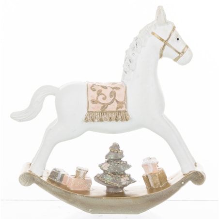 Figurka - biały konik na biegunach 17x17 cm BIANC