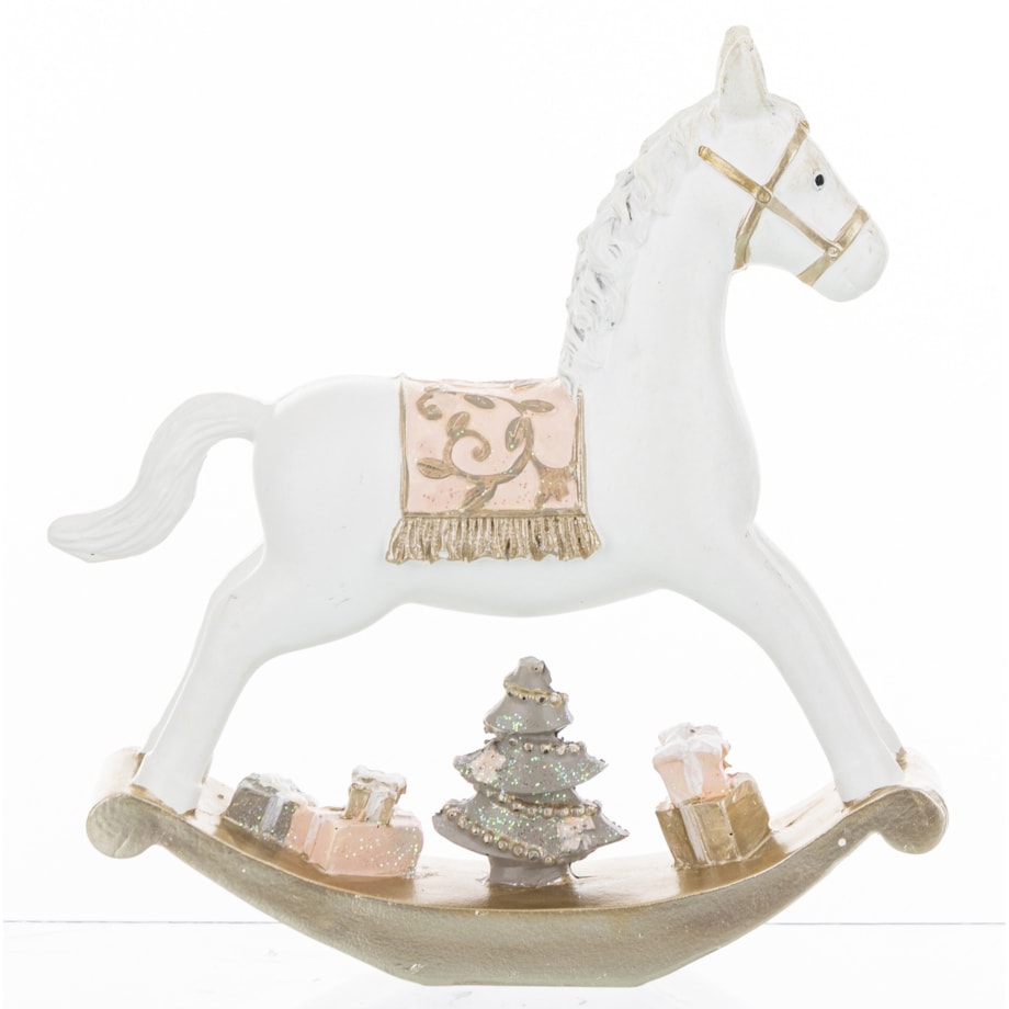 Figurka - biały konik na biegunach 17x17 cm BIANC