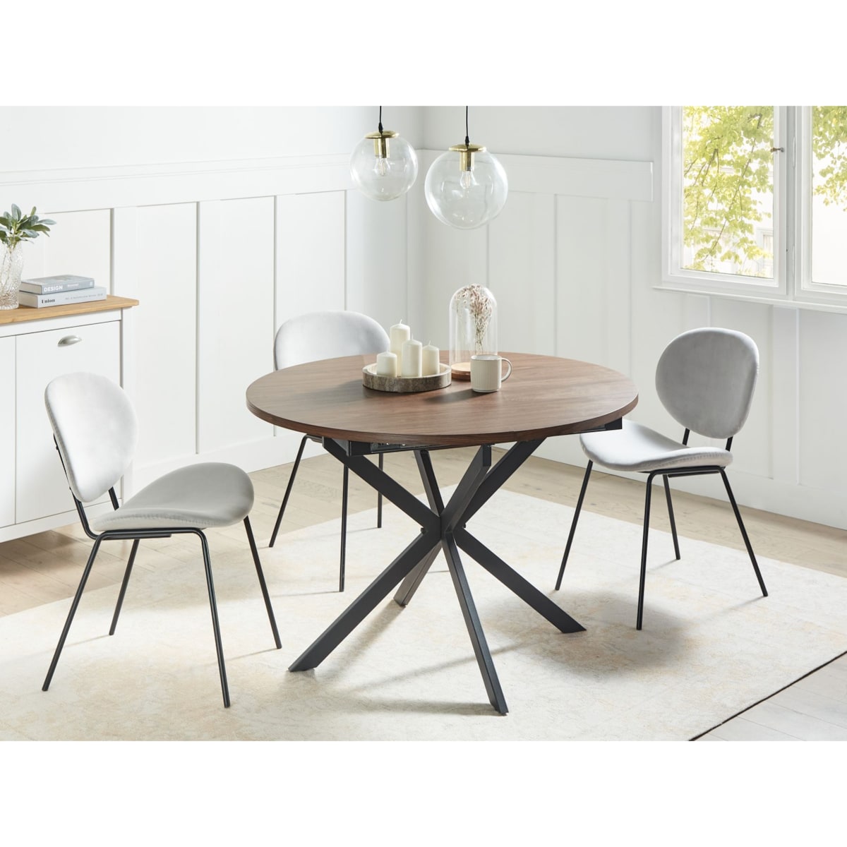 Stół do jadalni rozkładany FRIONA Ciemnobrązowy 110/140 cm 110 cm Drewno