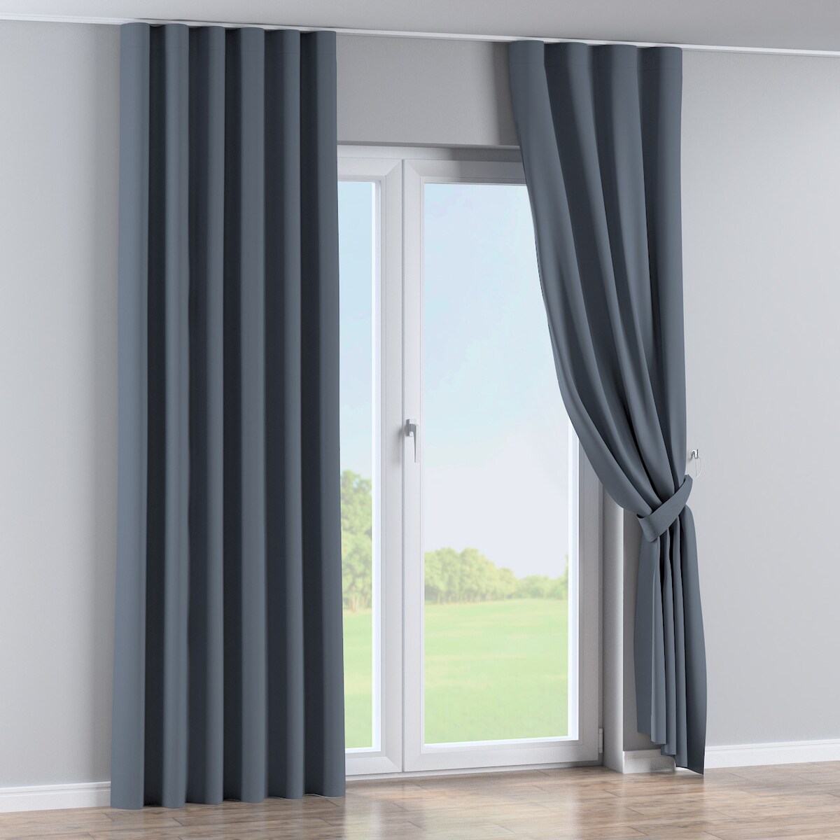 Zasłona na taśmie wave 130x260 grafitowy szary