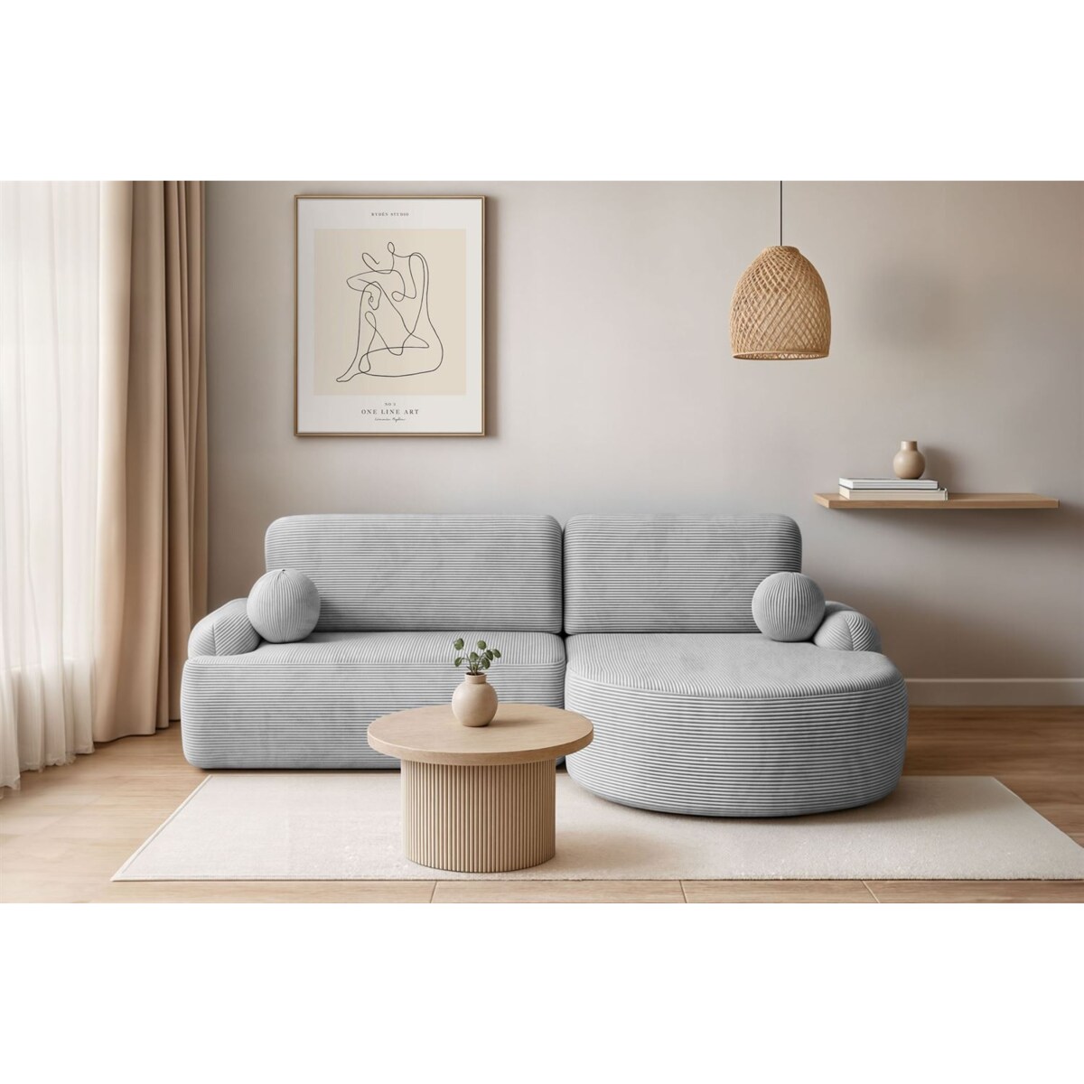 Zaokrąglony narożnik CLEO II z funkcją spania, wersja prawa, Poso 110