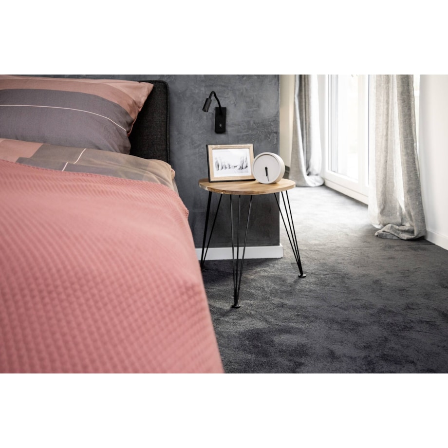 Stolik kawowy okrągły, blat Ø 44 cm z drewna akacji, WENKO