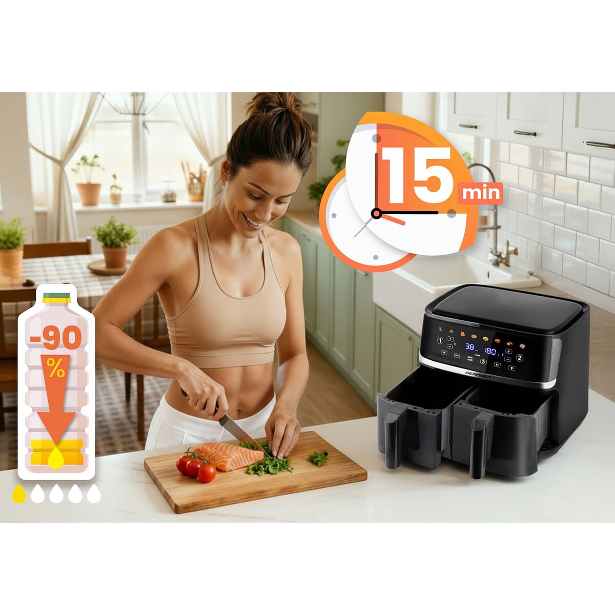 Frytkownica beztłuszczowa 10,2l Air Fryer frytownica Berdsen 1700W
