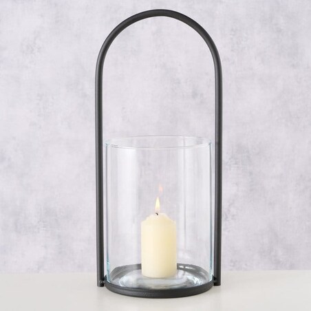 Świecznik Lexi Okrągły Wys 38 cm Czarny z Rączką na Tealights Glamour