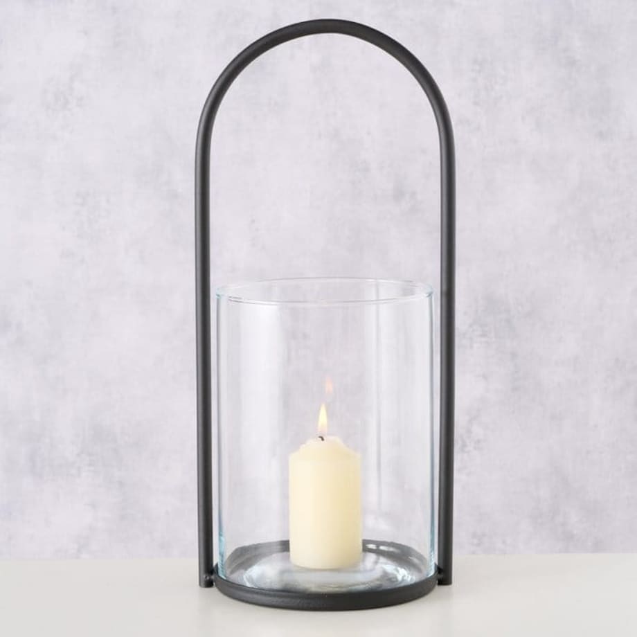 Świecznik Lexi Okrągły Wys 38 cm Czarny z Rączką na Tealights Glamour