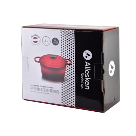 RODELUXE Brytfanna żeliwna emaliowna okrągła 24x31xh17cm z pokrywą