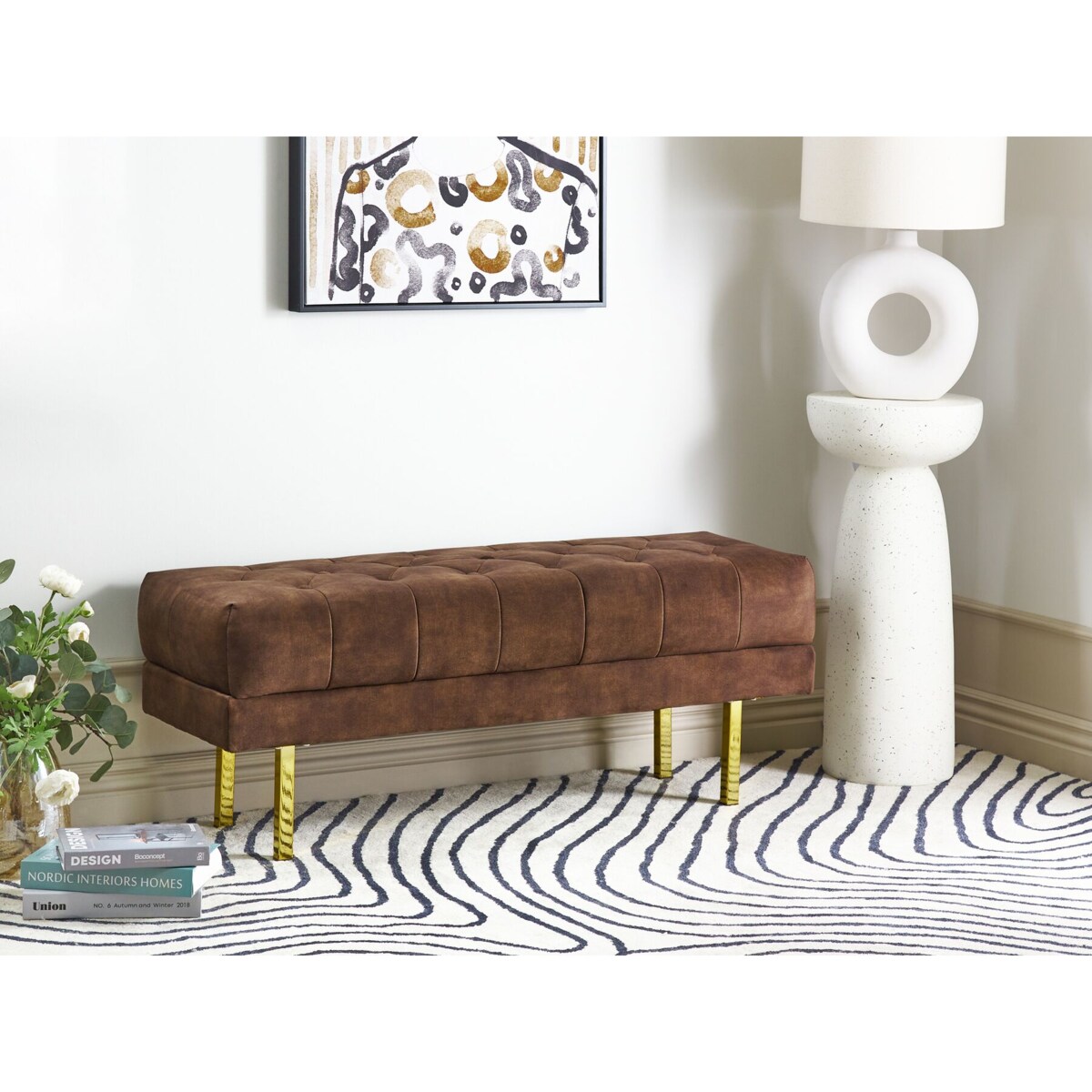 Ławka welurowa brązowa ROSEVILLE