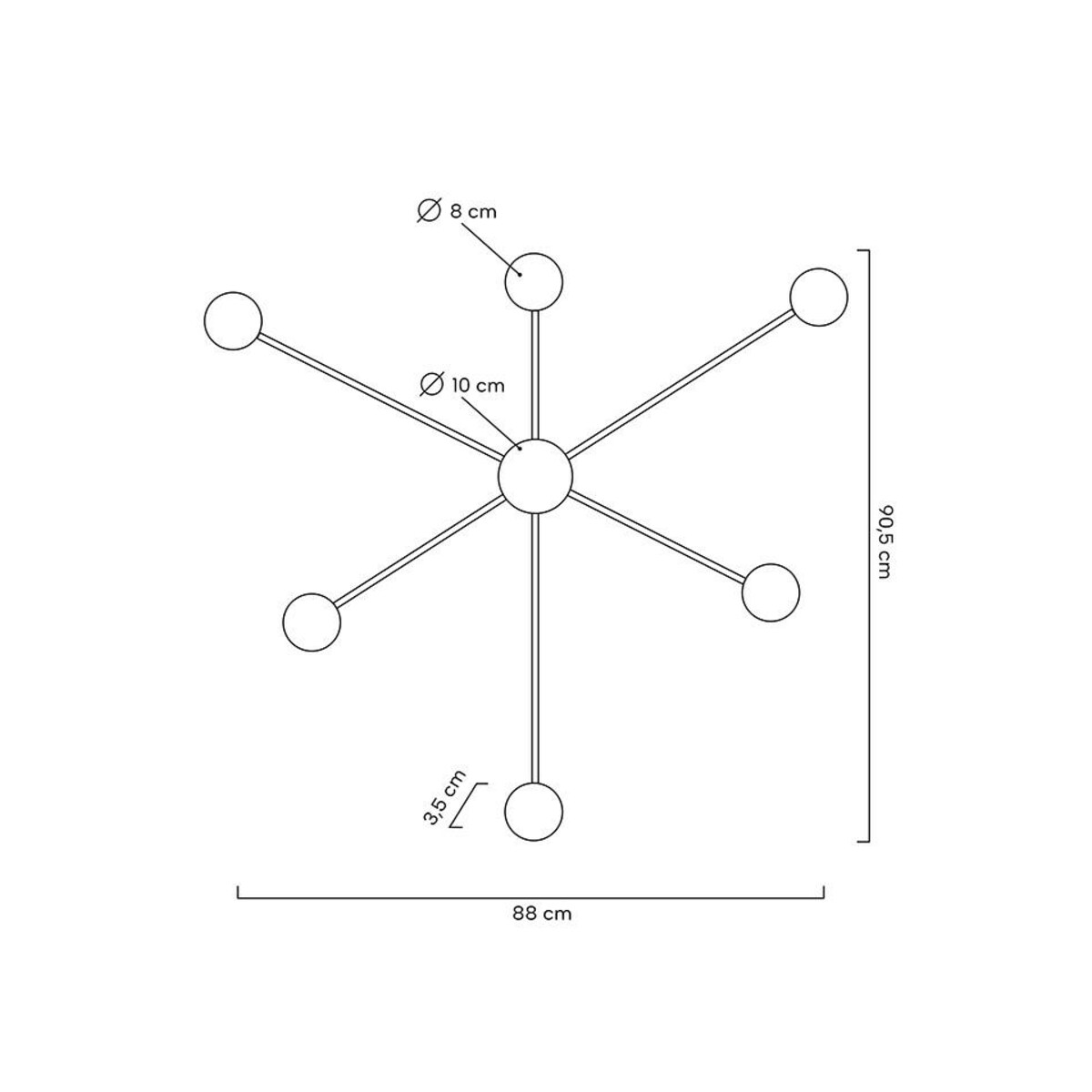 Ścienna lampa sticks SHADOW MSE010100247 Moose molekuły czarne