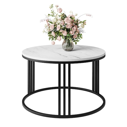 Okrągły stolik kawowy LORI czarny marmur levanto