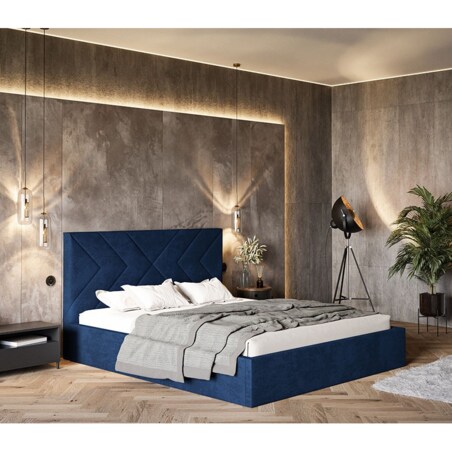 Łóżko tapicerowane 160x200 OLDO 1 z pojemnikiem do sypialni- granatowe