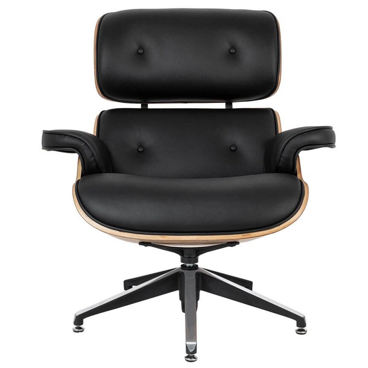 Obrotowy fotel Lounge KH1501100143 czarny z podnóżkiem sklejka jesion, King Home