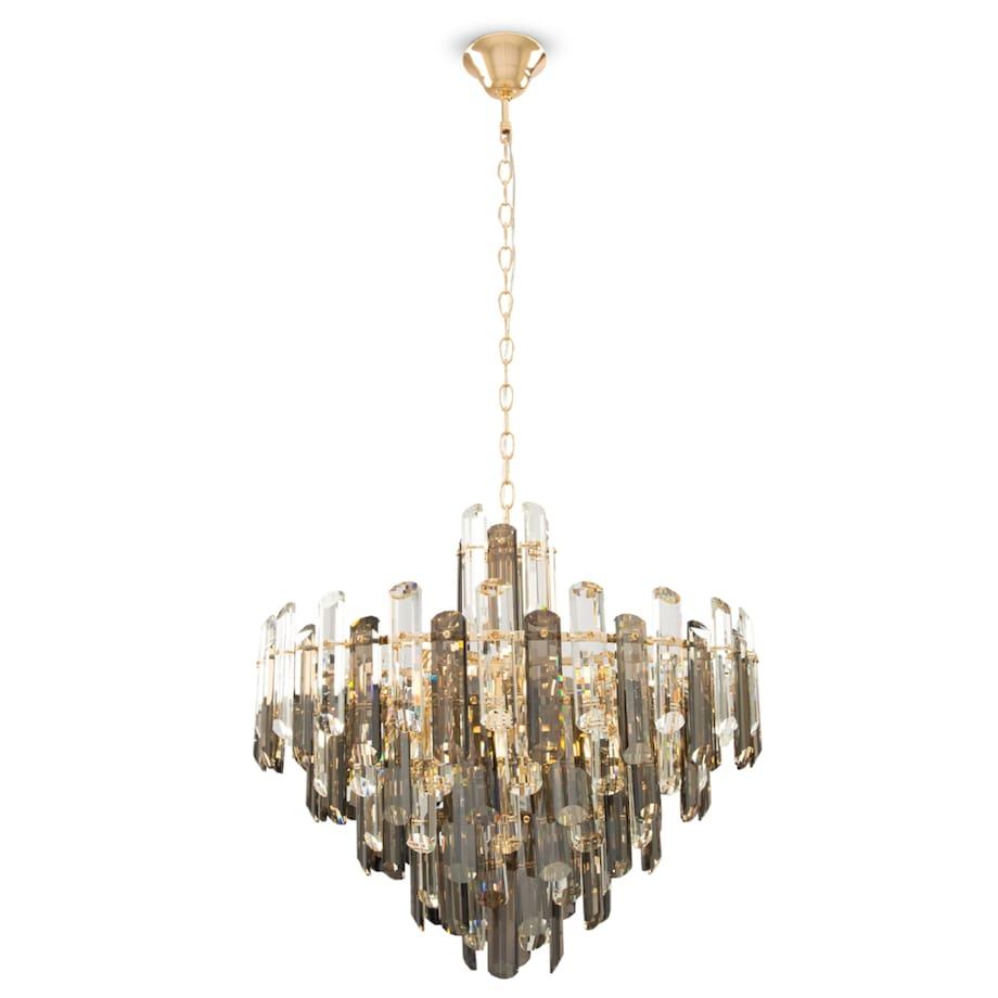 Kryształowy żyrandol wiszący Flare DIA200PL-08G na łańcuchu złoty