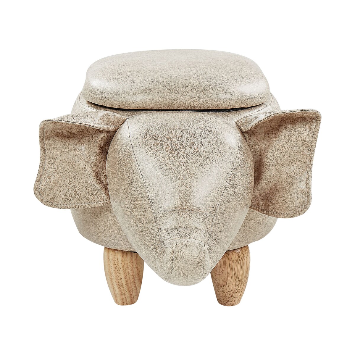 Pufa zwierzak ze schowkiem ekoskóra beżowoszary ELEPHANT