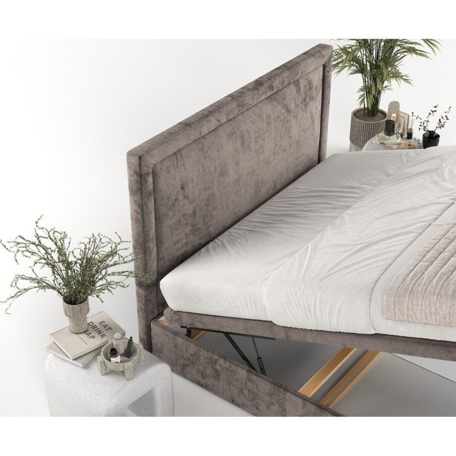 Łóżko tapicerowane SALMA 160x200 z pojemnikiem, Brązowy, tkanina Lotta 39