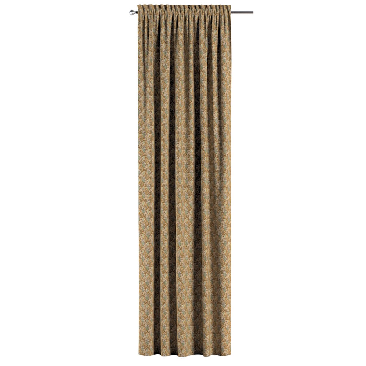Zasłona na kanale z grzywką 1 szt. 130x260 beżowo-zielony motyw roślinny