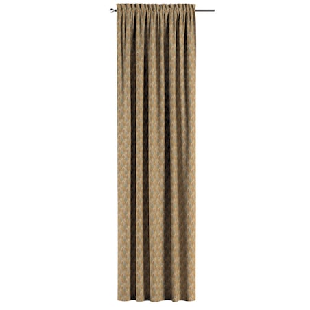 Zasłona na kanale z grzywką 1 szt. 130x260 beżowo-zielony motyw roślinny