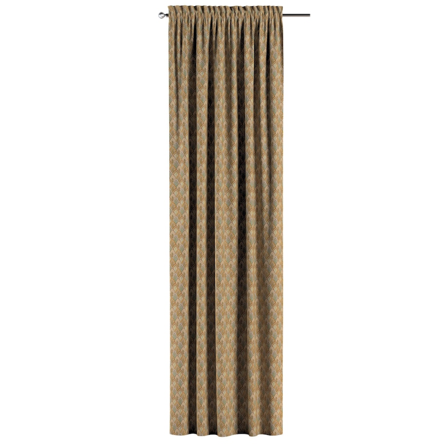 Zasłona na kanale z grzywką 1 szt. 130x260 beżowo-zielony motyw roślinny