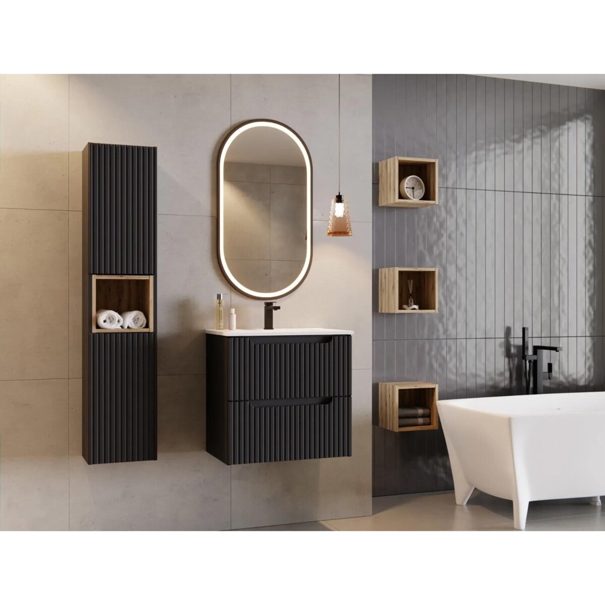 Szafka pod umywalkę NOVA BLACK 82-50-2S 50cm czarna