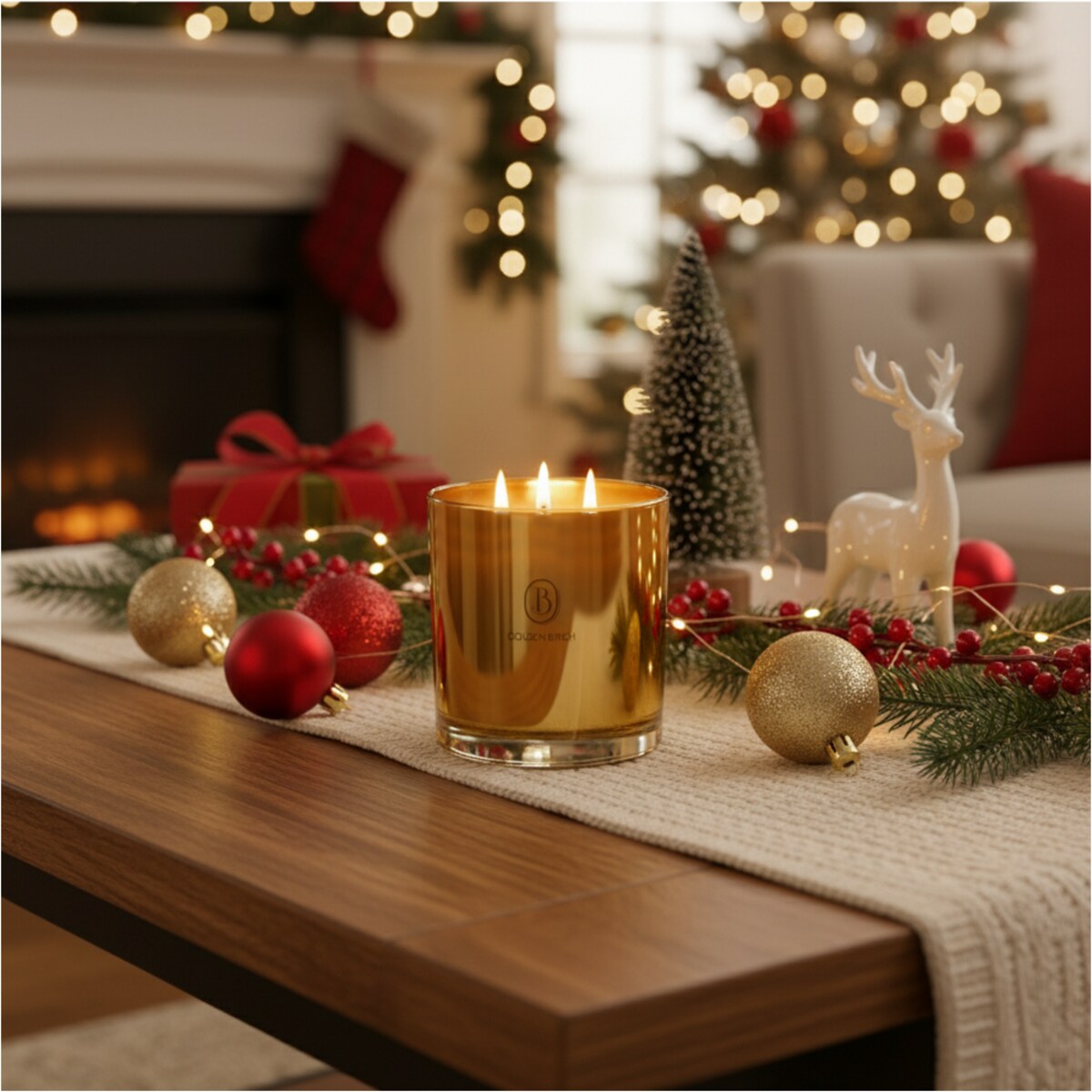 Świeca Szklana Świeczka Świąteczna Dekoracja Świąteczna 40H Palenia Żółta