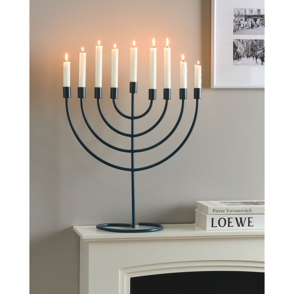 Świecznik AMORA Metal 50 cm Niebieski