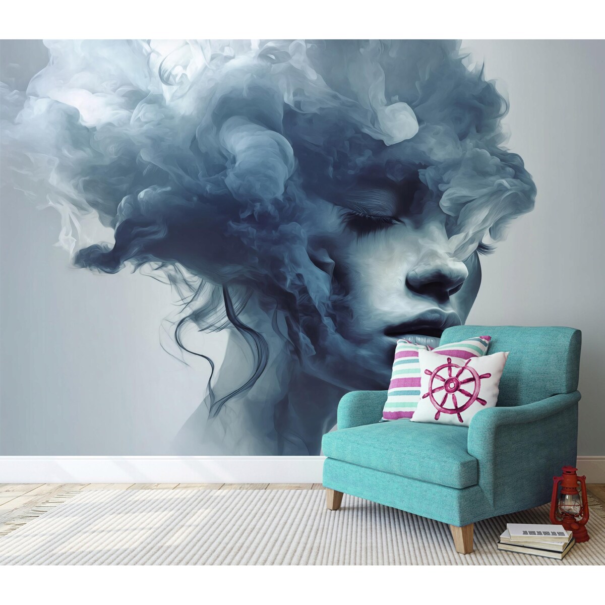 Fototapeta Do Sypialni Salonu Na Flizelinie Kobieta Twarz Niebieski 350x250