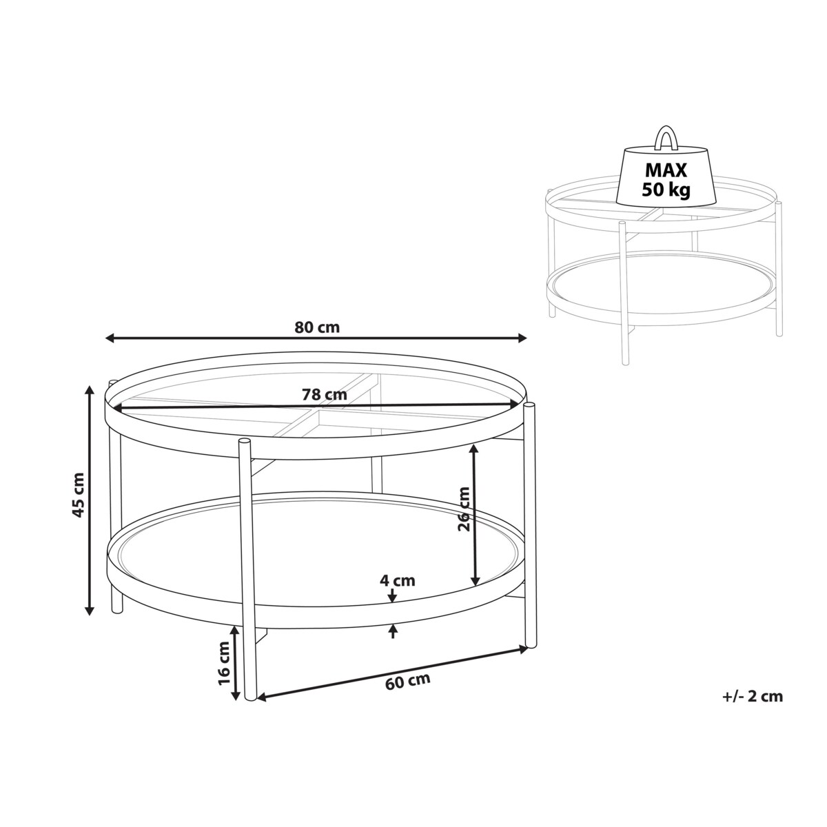 Stolik kawowy Żelazo Malowany proszkowo Czarny RENO