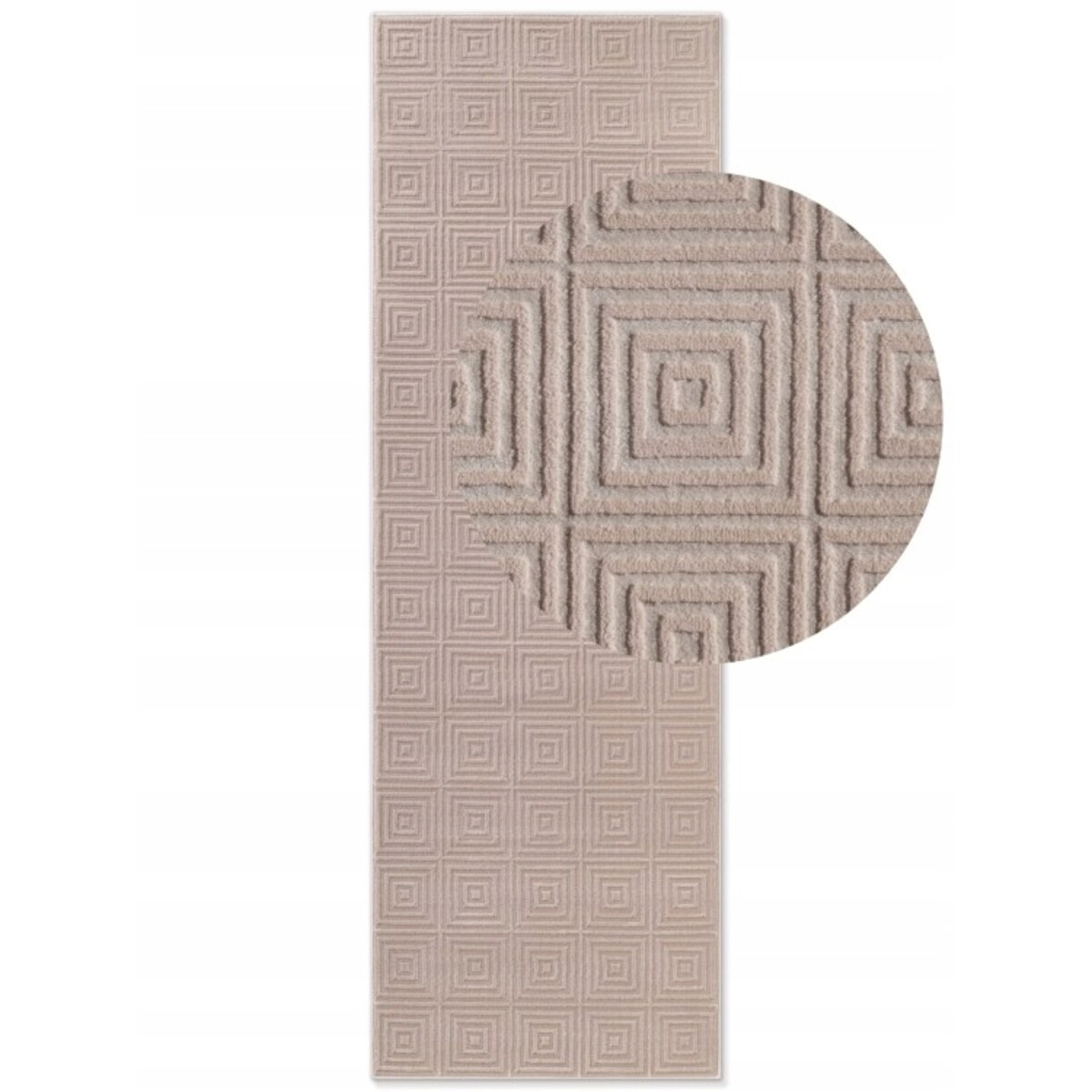 Chodnik pluszowy do korytarza 80x240cm, beżowy nowoczesny wzór boho