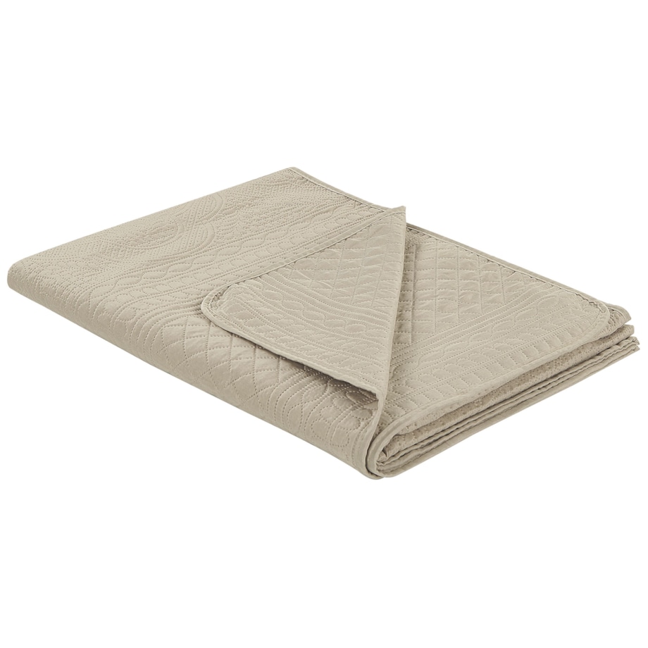 Komplet narzuta na łóżko z poduszkami tłoczona 140 x 210 cm szarobeżowy SHUSH