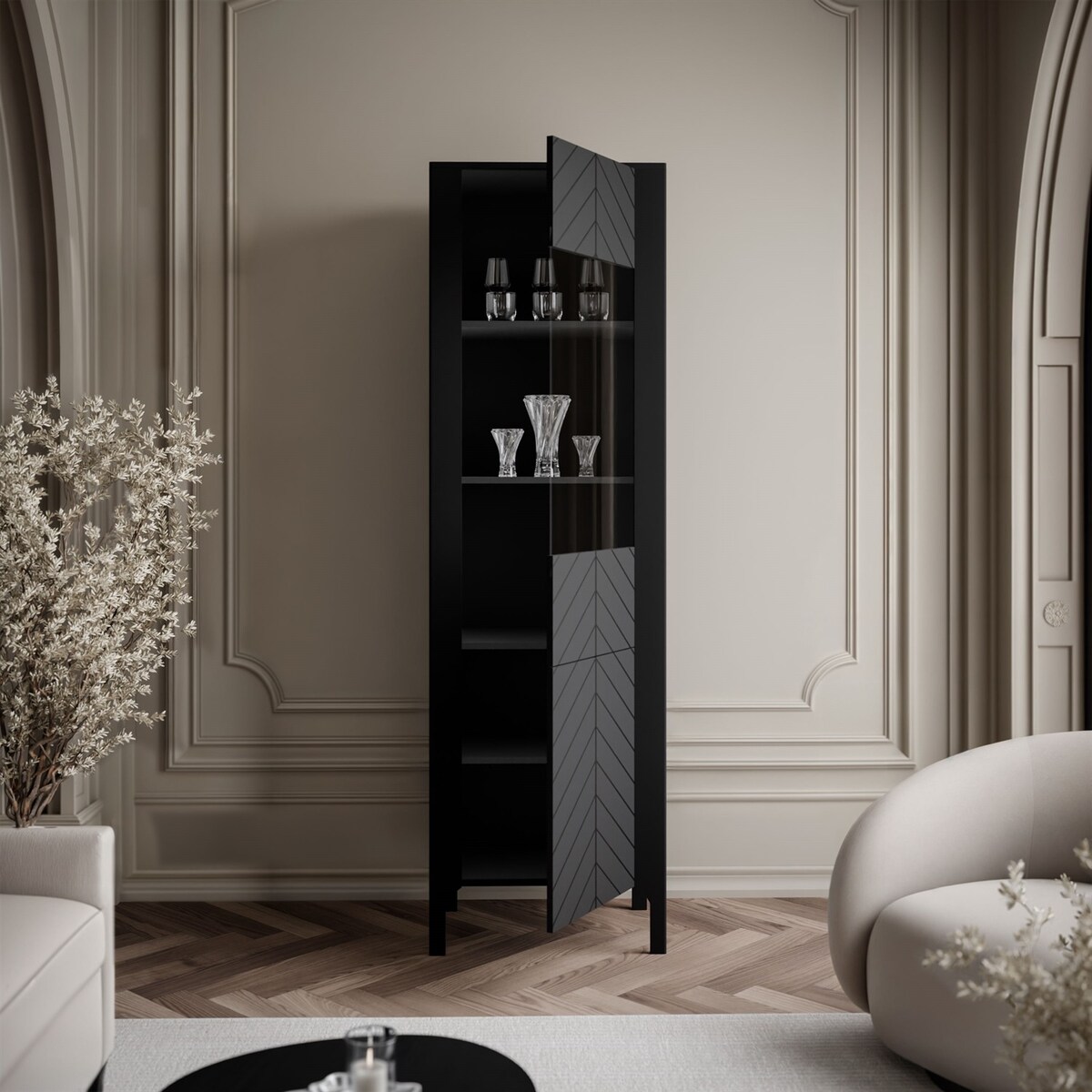 Przeszklona witryna LUMI, czarna