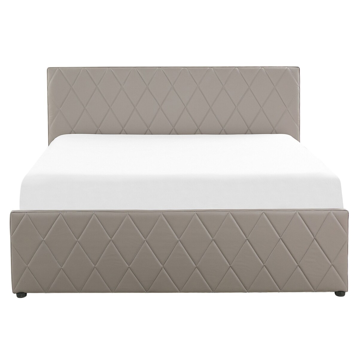 Łóżko z pojemnikiem ekoskóra 160 x 200 cm beżowoszare ROCHEFORT