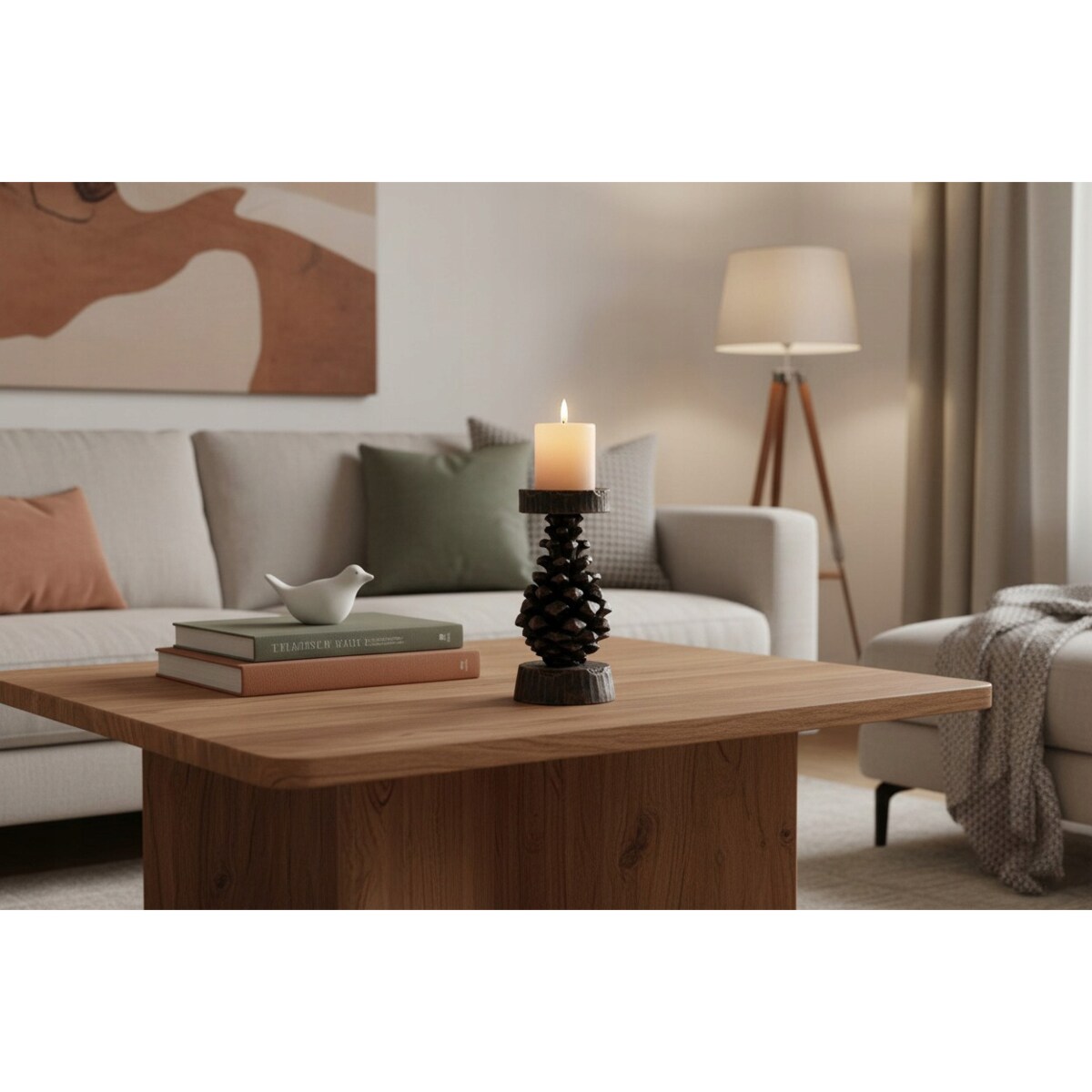 ŚWIECZNIK TEALIGHT SZYSZKA BRĄZOWY WYSOKI 22cm NA JESIEŃ ŚWIĘTA DO DOMU