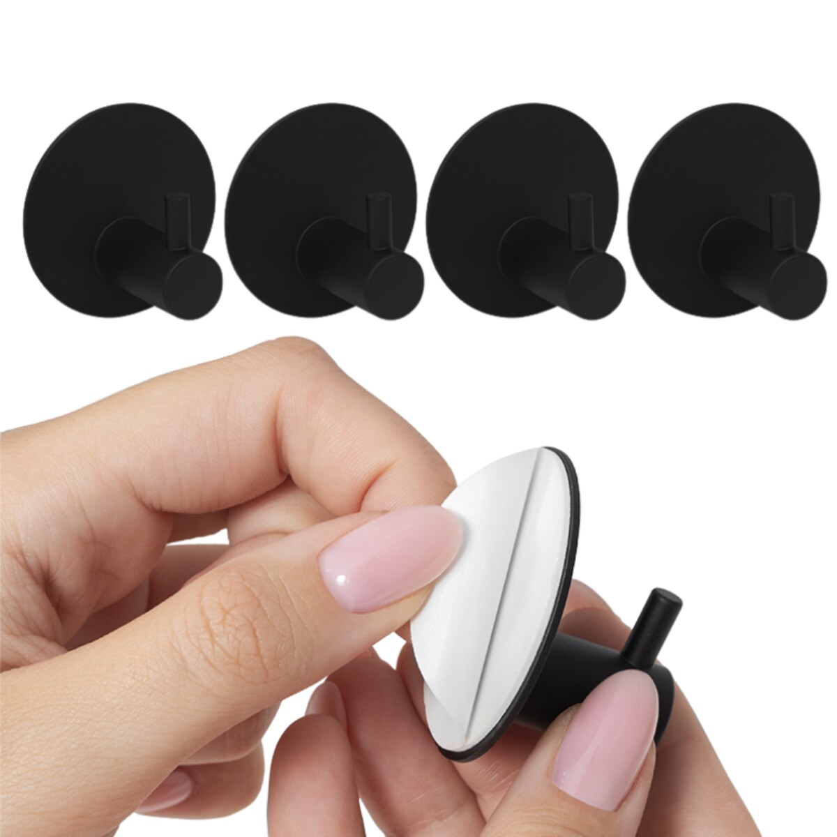 Wieszaki ścienne samoprzylepne zestaw 4 szt. czarne nowoczesne