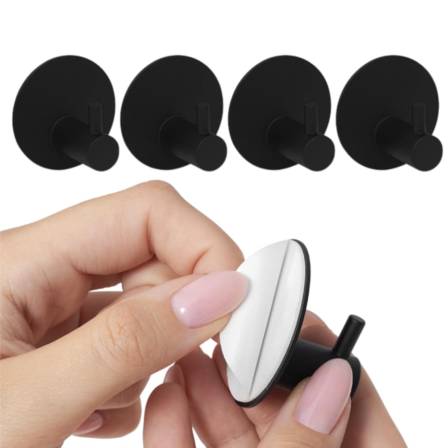 Wieszaki ścienne samoprzylepne zestaw 4 szt. czarne nowoczesne