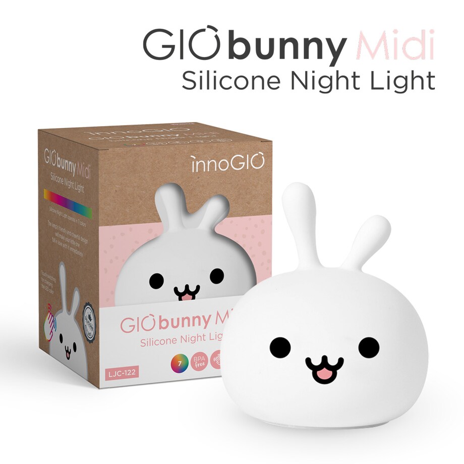 Innogio GIObunny silikonowa lampka nocna LED dla dzieci króliczek 7 kolorów ładowana