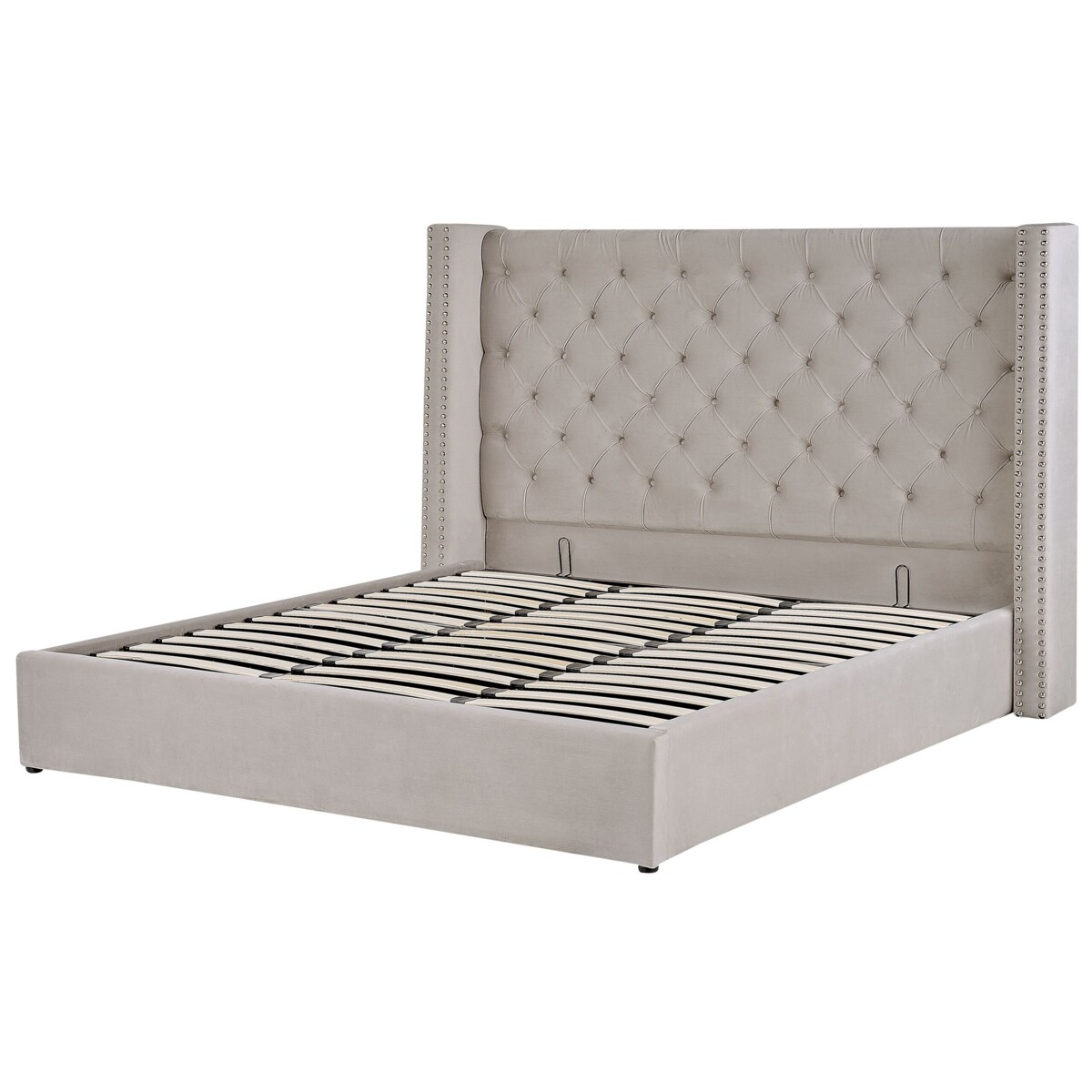 Łóżko z pojemnikiem welurowe 180 x 200 cm jasnoszare LUBBON