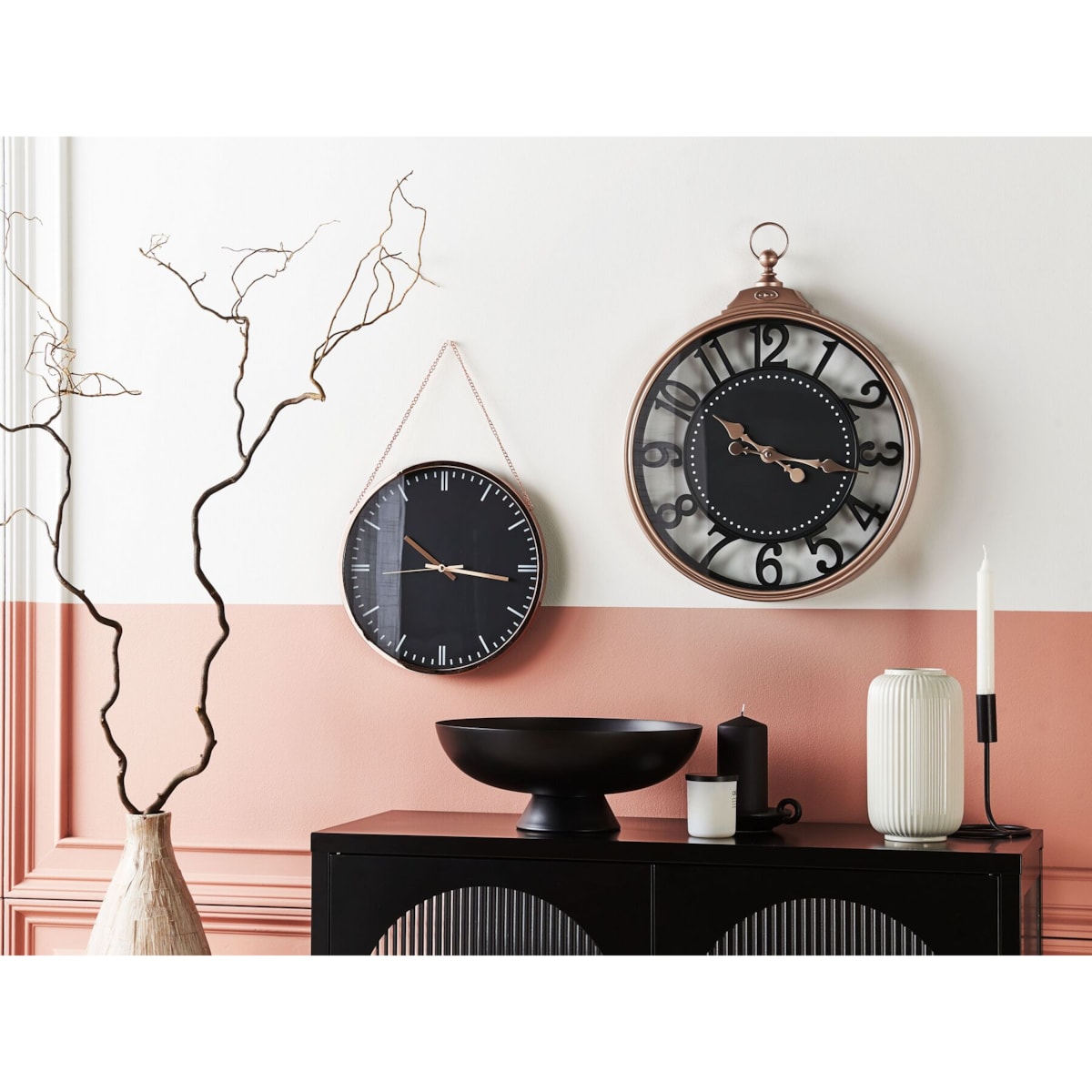 Zegar ścienny wiszący ø 52 cm metalowa rama arabskie numery