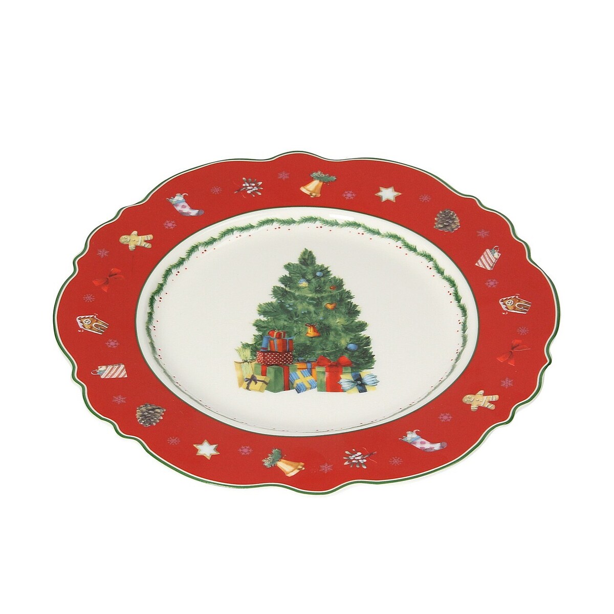 Talerz deserowy Festive Tree ⌀21 cm boże narodzenie, święta, świąteczne, czerwony, 21x2 cm